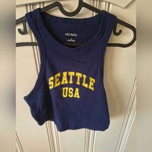 Wild Fable Seattle USA Navy Blue Crop